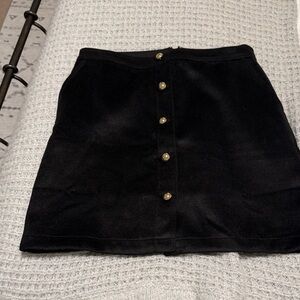LOFT Black Mini Skirt with Gold Buttons